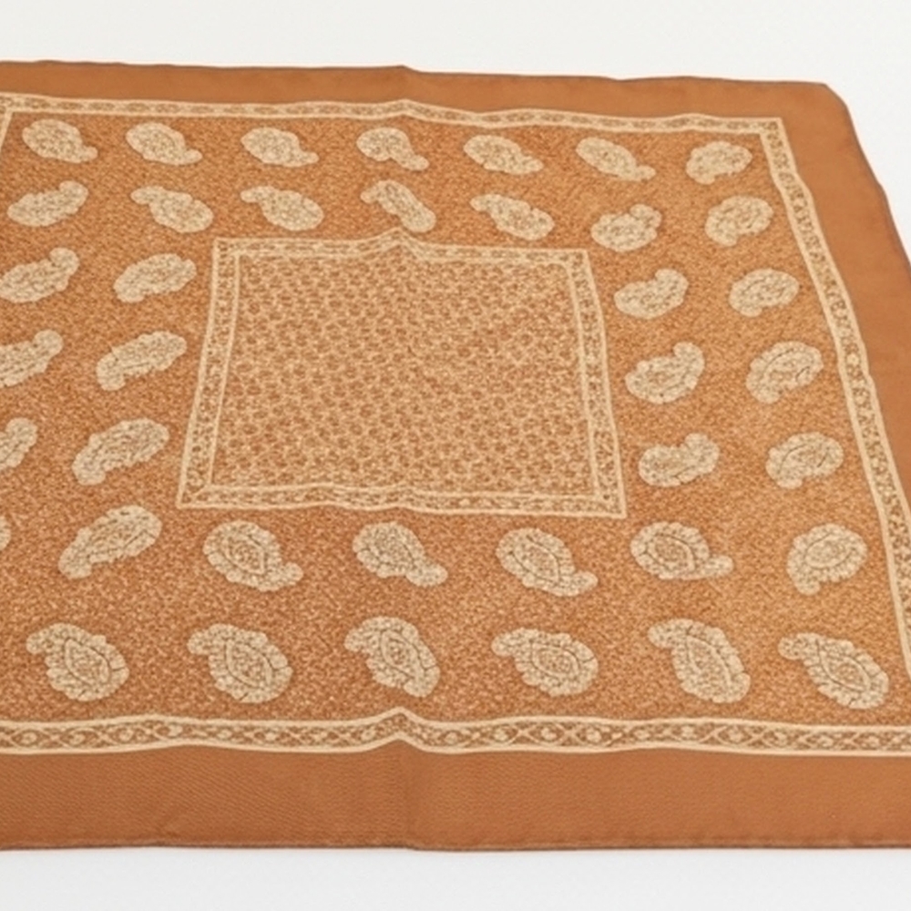 Elegant Brown Paisley Men's Silk Handkerchief